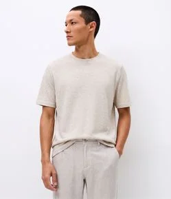Camiseta Regular em Algodão com Textura