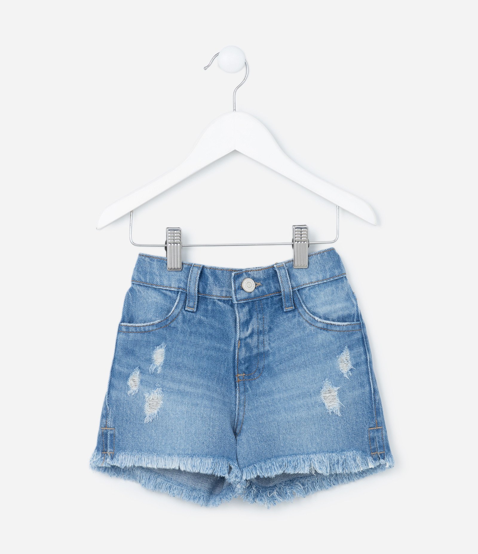 Short Infantil em Jeans com Bolso em Paetês - Tam 1 a 5 Anos Azul 1