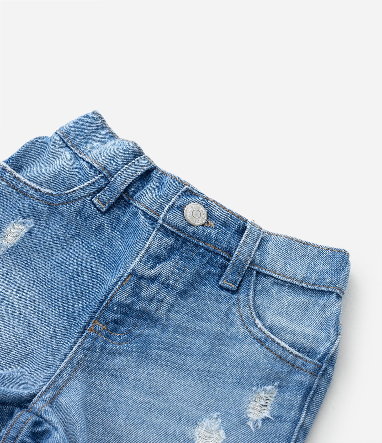 Short Infantil em Jeans com Bolso em Paetês - Tam 1 a 5 Anos Azul 5