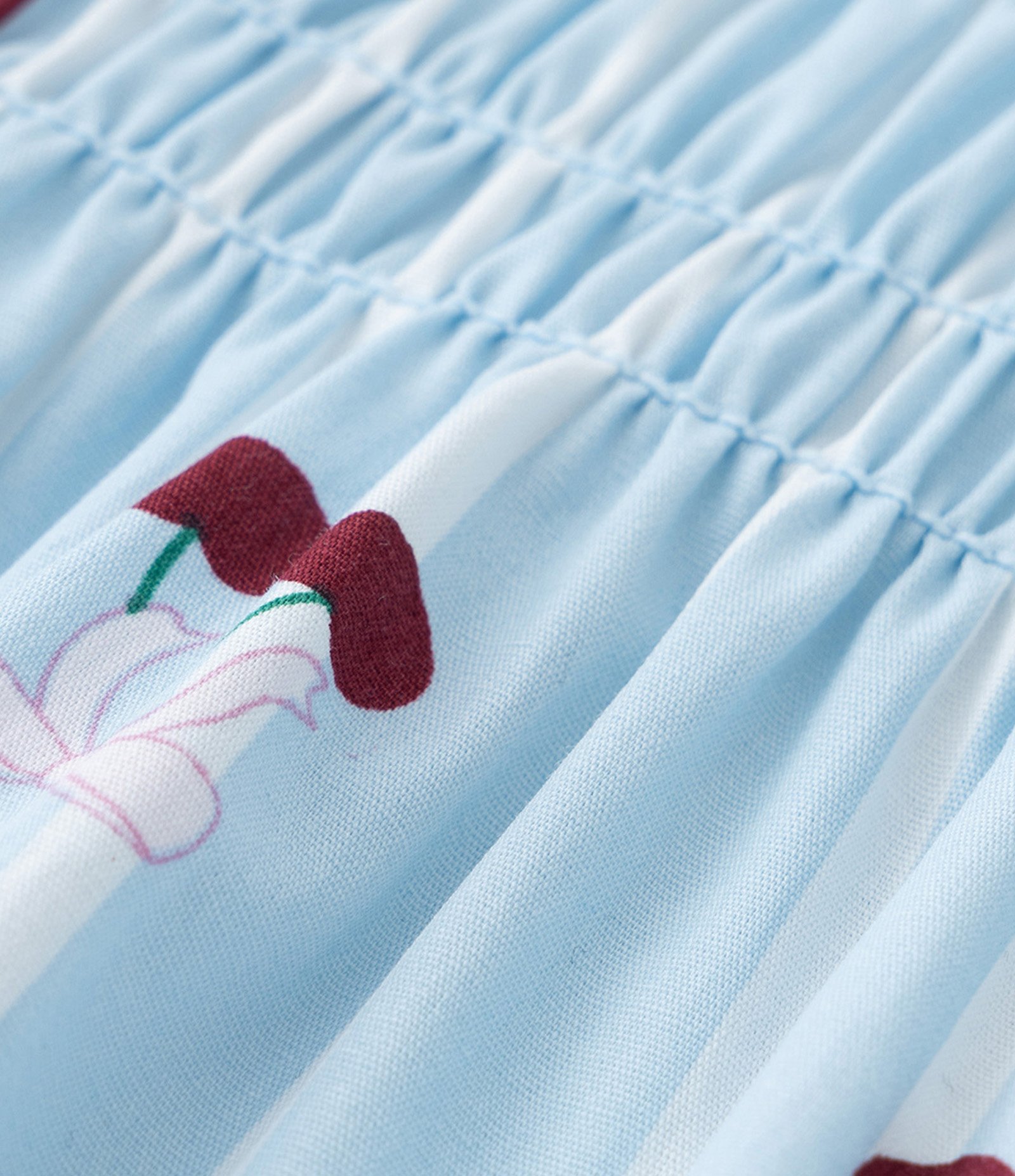 Vestido Infantil em Tricoline com Estampa Cerejinhas - Tam 1 a 5 Anos Azul 3