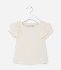 Blusa Infantil em Ribana com Babadinho Broderie - Tam 1 a 5 Anos