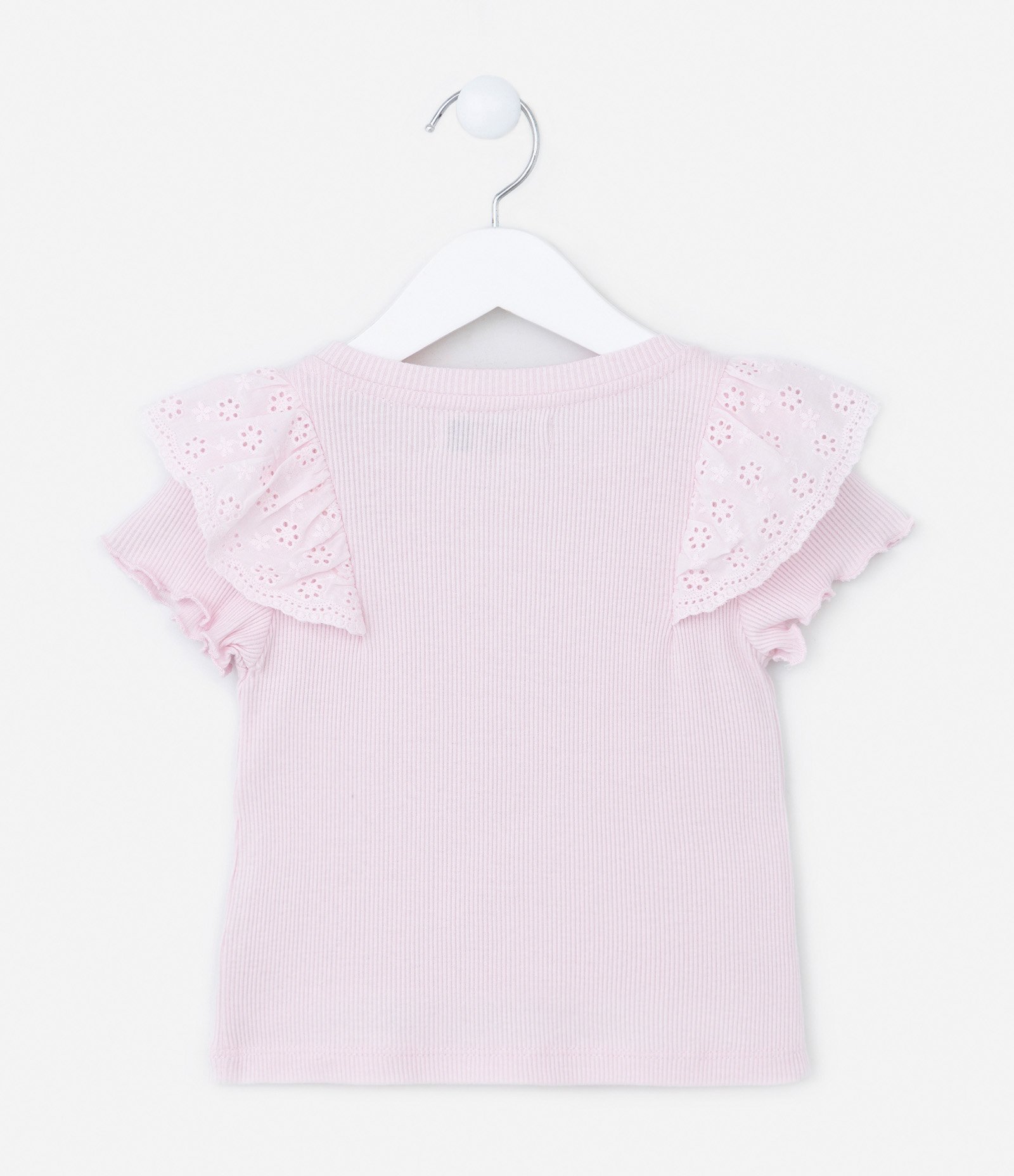 Blusa Infantil em Ribana com Babadinho Broderie - Tam 1 a 5 Anos Rosa 2