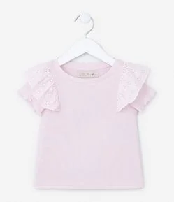 Blusa Infantil em Ribana com Babadinho Broderie - Tam 1 a 5 Anos