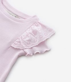 Blusa Infantil em Ribana com Babadinho Broderie - Tam 1 a 5 Anos
