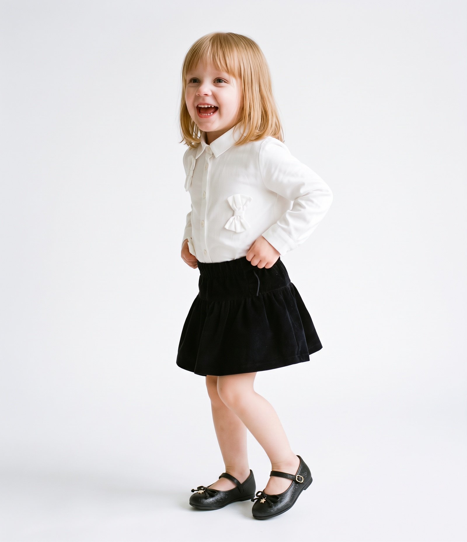 Camisa Infantil em Tricoline com Laços Aplicados - Tam 1 a 5 Anos Branco 2
