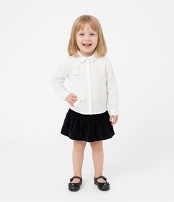 Camisa Infantil em Tricoline com Laços Aplicados - Tam 1 a 5 Anos