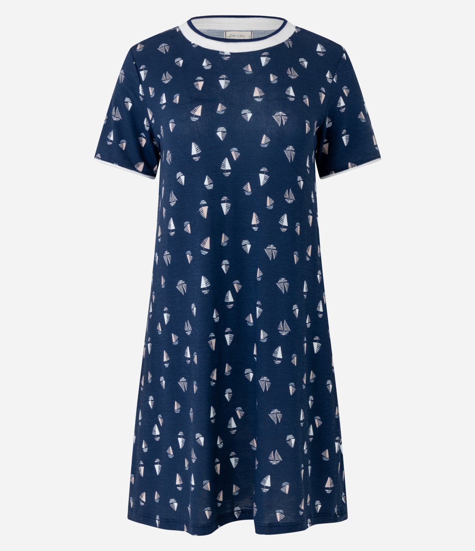Camisola Curta em Viscose Estampa Barquinhos Azul 3