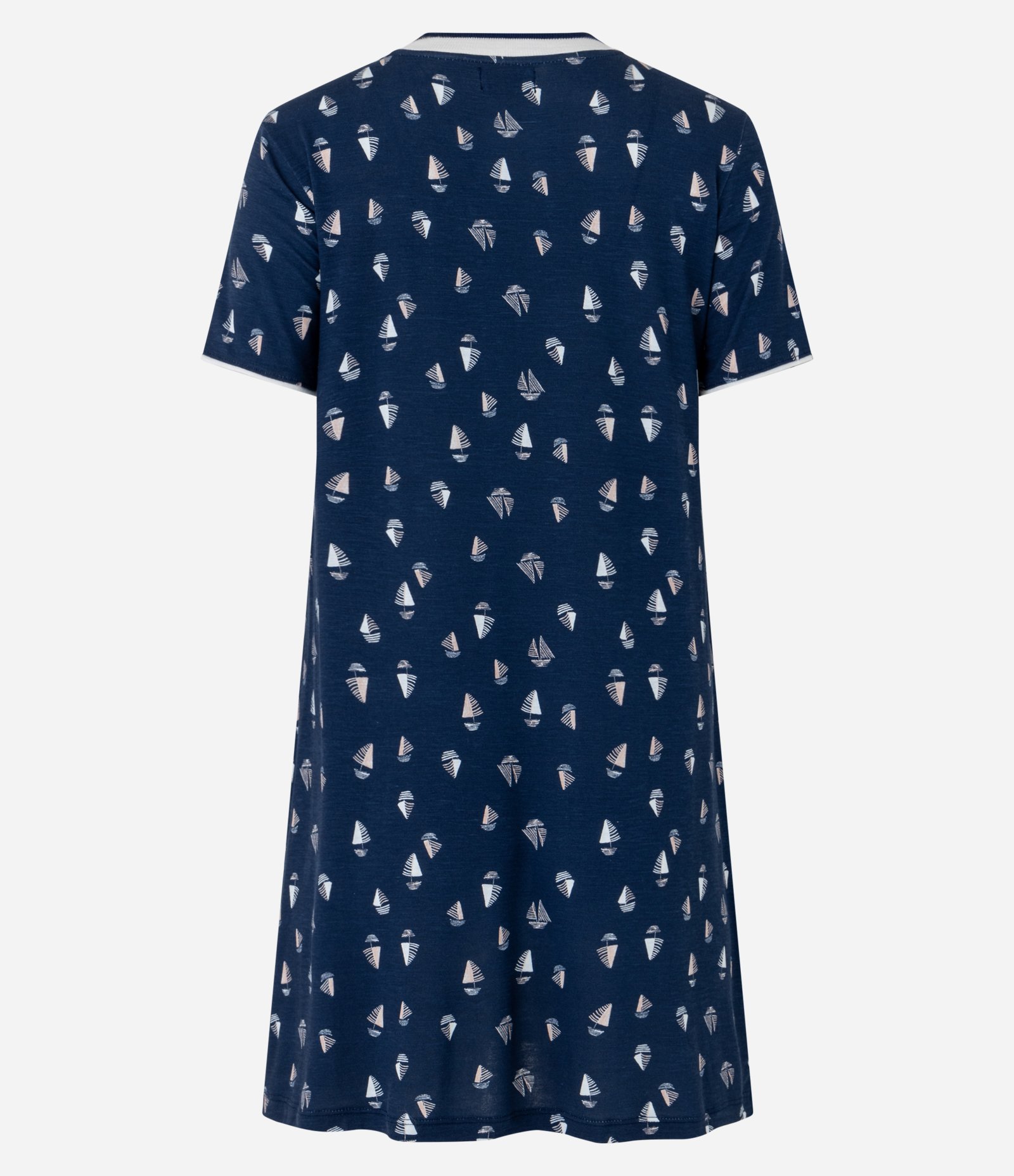 Camisola Curta em Viscose Estampa Barquinhos Azul 4