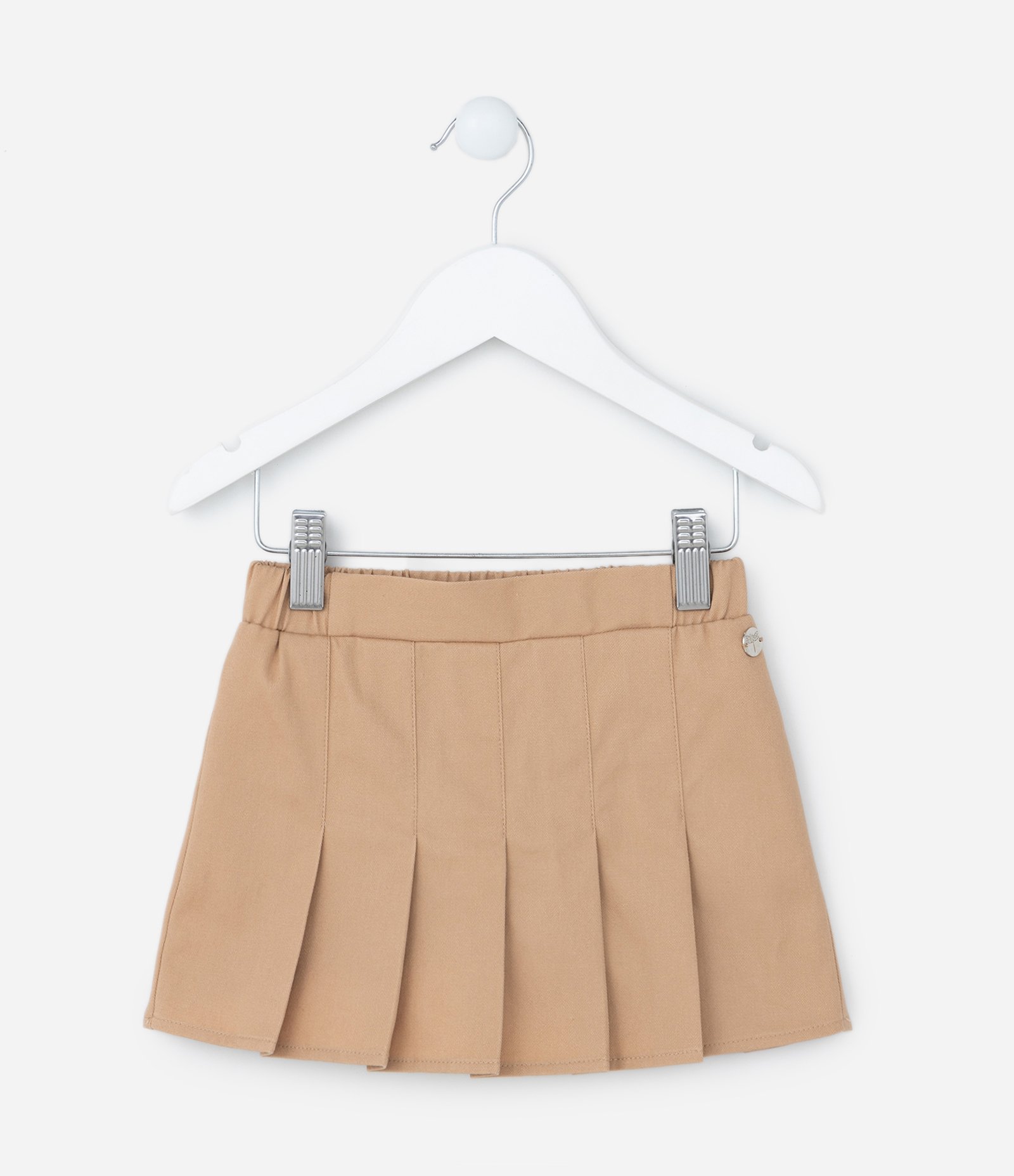 Short Saia Plissado com Cintura Elástica - Tam 1 a 5 anos Bege 1