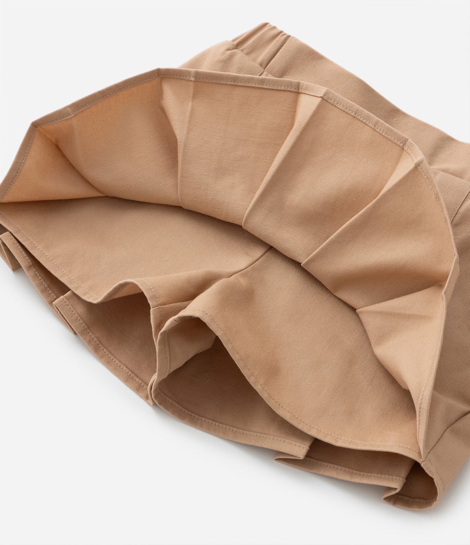 Short Saia Plissado com Cintura Elástica - Tam 1 a 5 anos Bege 4