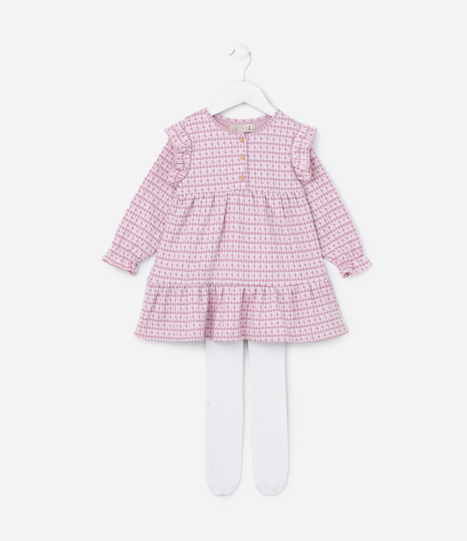 Vestindo Infantil com Estampa Jacquard e Meia Calça - Tam 1 A 5 Anos Lilás 1