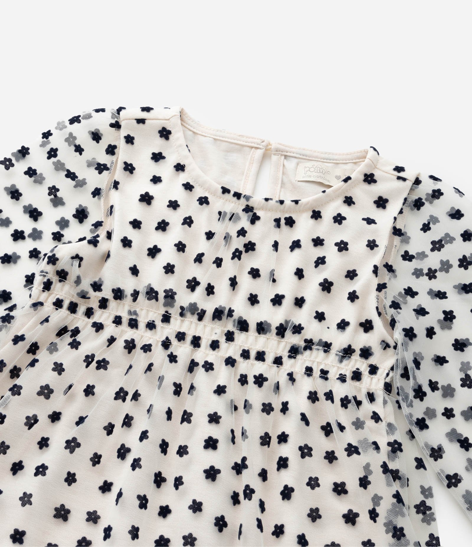 Vestido Infantil em Tule com Estampa Floral - Tam 1 a 5 Anos Bege 5
