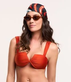 Biquini Top Meia Taça em Poliamida com Textura Acetinada