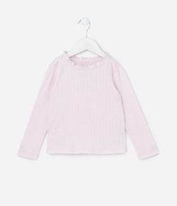 Blusa Infantil com Textura e Babado na Gola - Tam 1 a 5 Anos