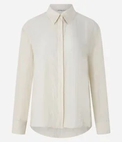 Camisa Acetinada com Efeito Amassado e Manga Longa