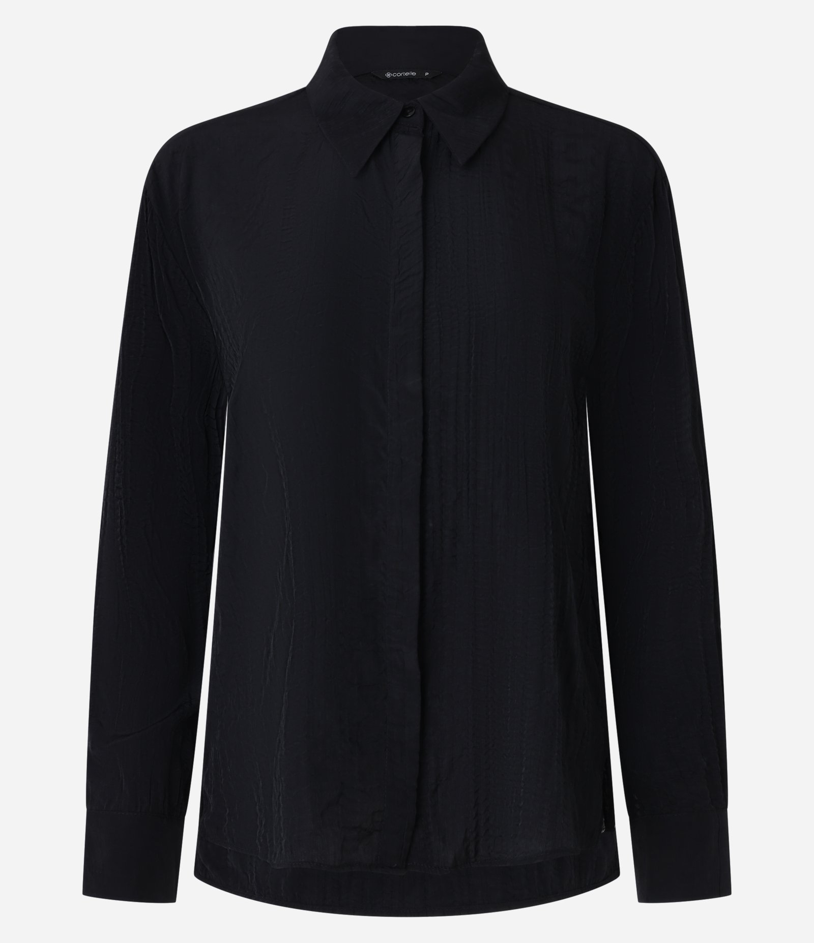 Camisa Acetinada com Efeito Amassado e Manga Longa 1