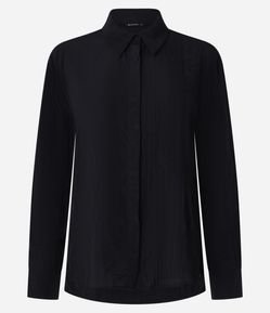 Camisa Acetinada com Efeito Amassado e Manga Longa