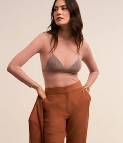 Blusa em Tule Manga Longa com Transparência