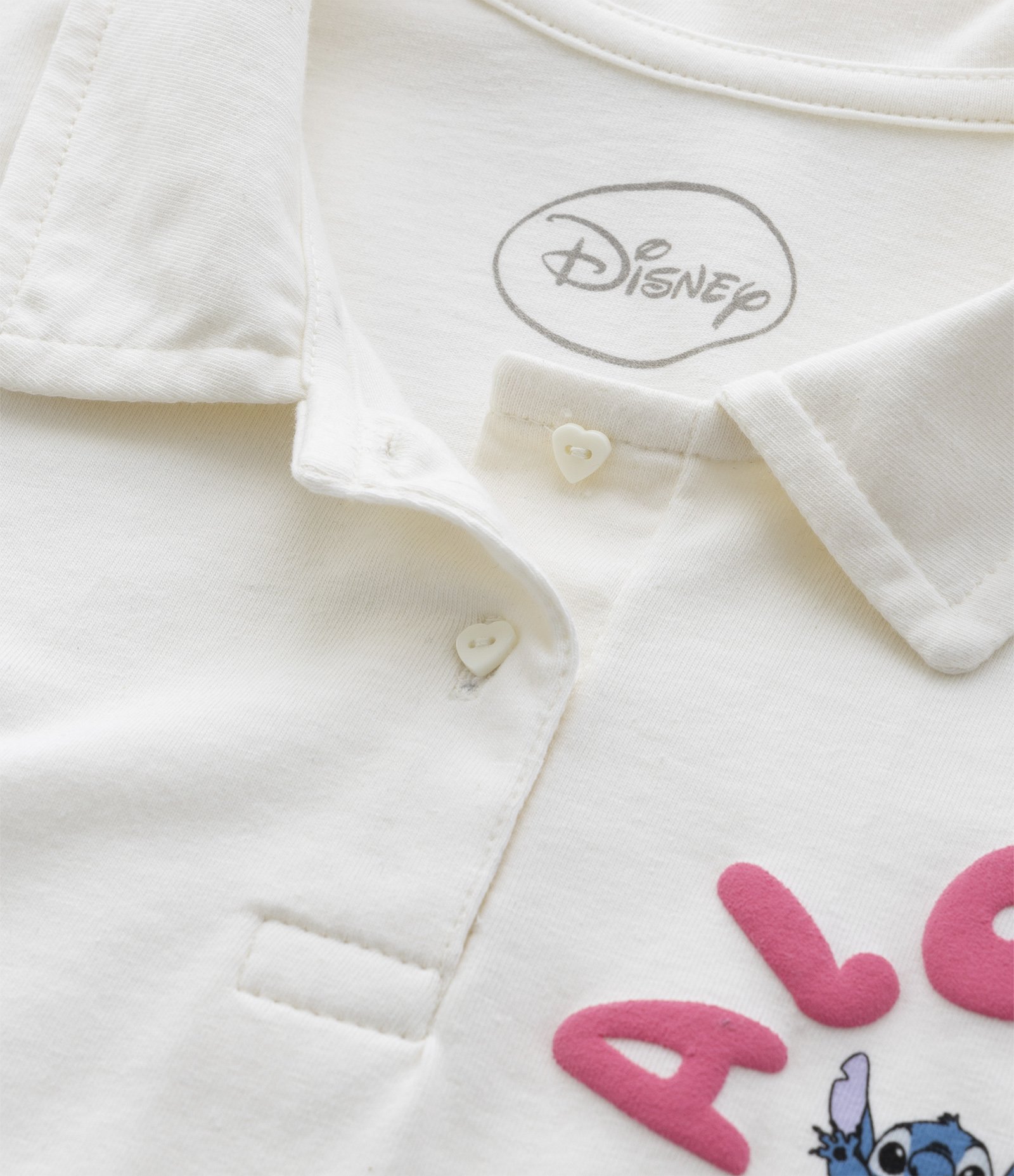 Camiseta Curta Polo Infantil com Estampa do Stitch - Tam 5 a 14 Anos Branco Neve 4
