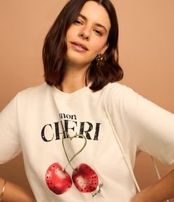 Camiseta em Algodão com Estampa Mon Cheri