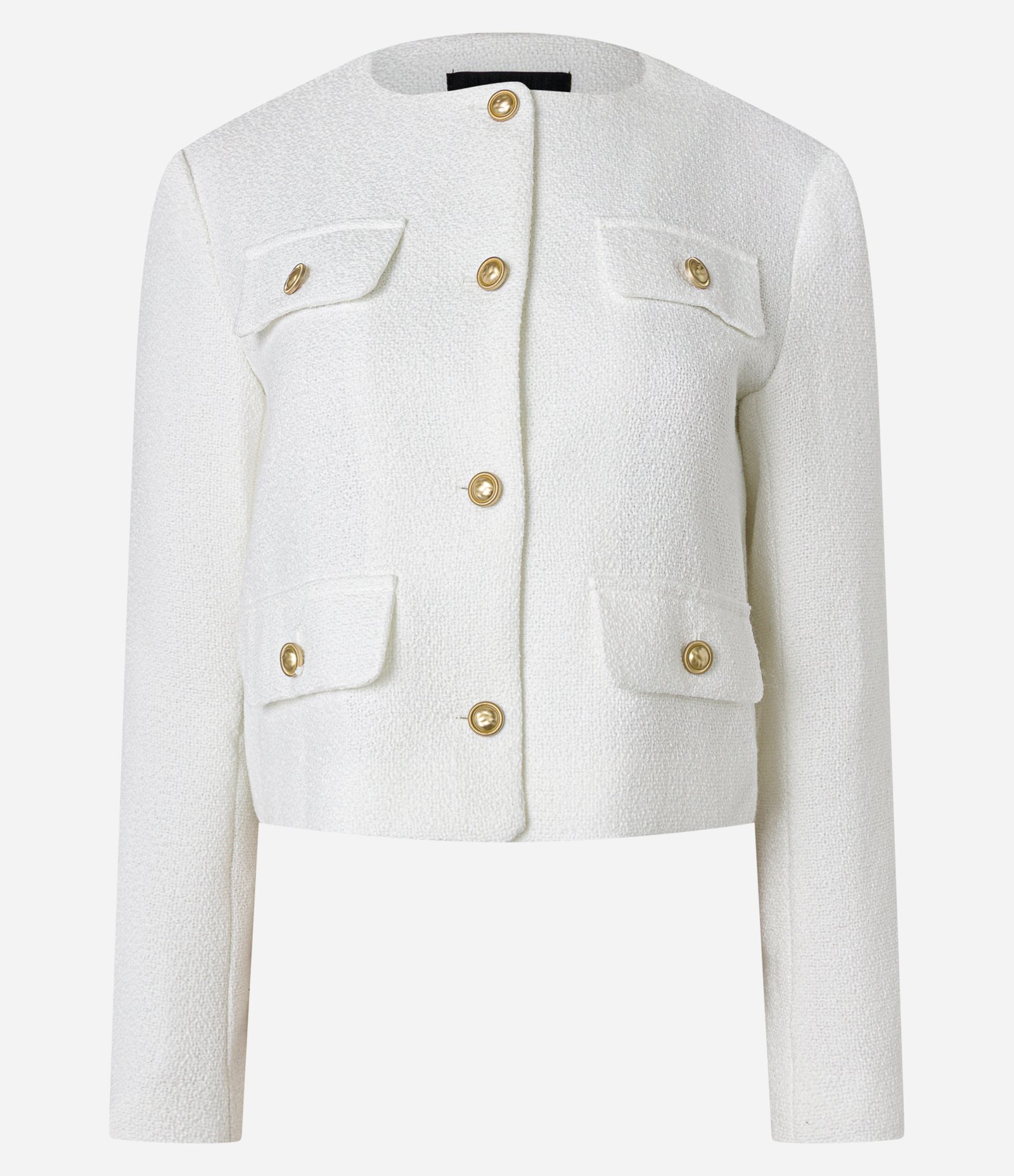 Casaqueto em Tweed com Botões Metalizados e Lapelas Branco 5