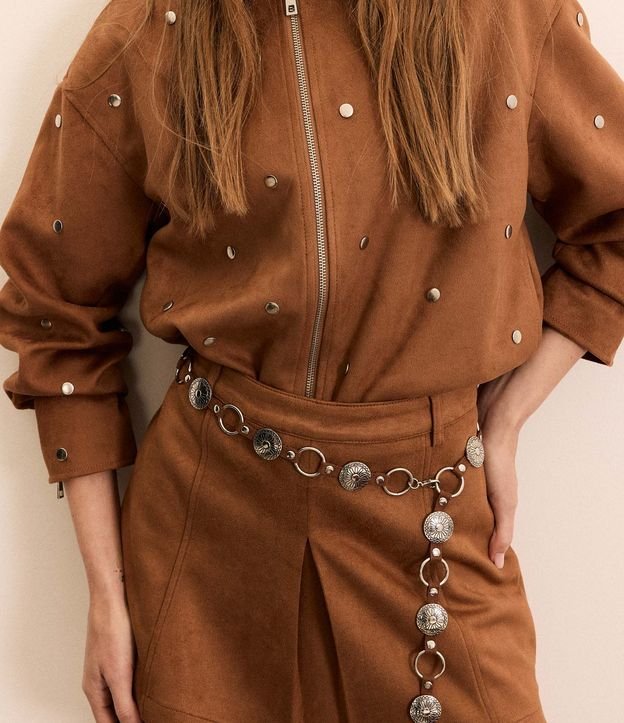 Jaqueta Cowboy em Material Sintético com Tachas