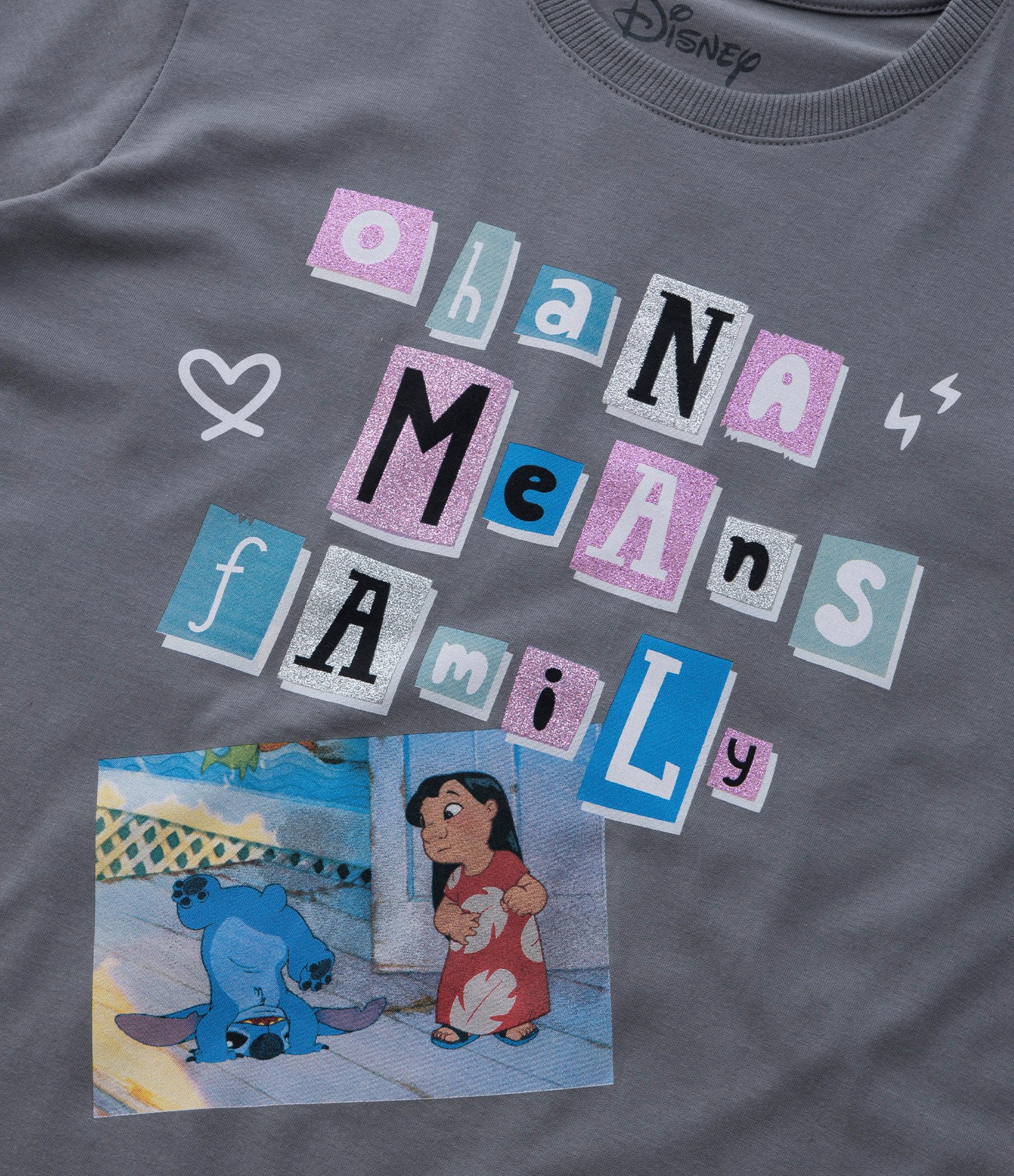 Camiseta Infantil com Estampa Lilo E Stitch - Tam 5 a 14 Anos Cinza 5