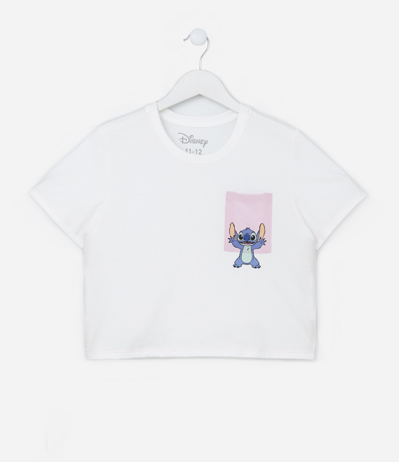 Camiseta Curta Infantil com Estampa do Stitch - Tam  5 a 14 Anos Branco 1