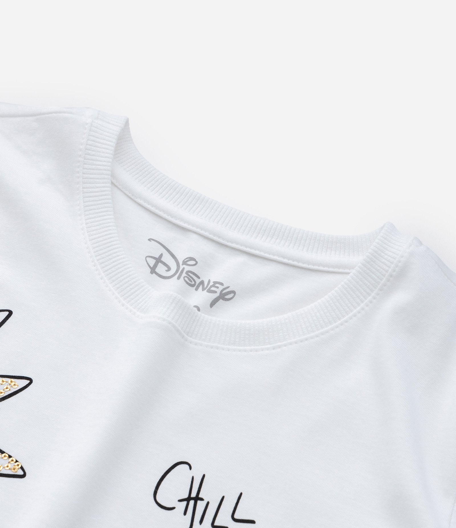 Blusa T-Shirt Infantil com Estampa Lilo & Stitch com Paetês - Tam 5 a 14 anos Branco 4