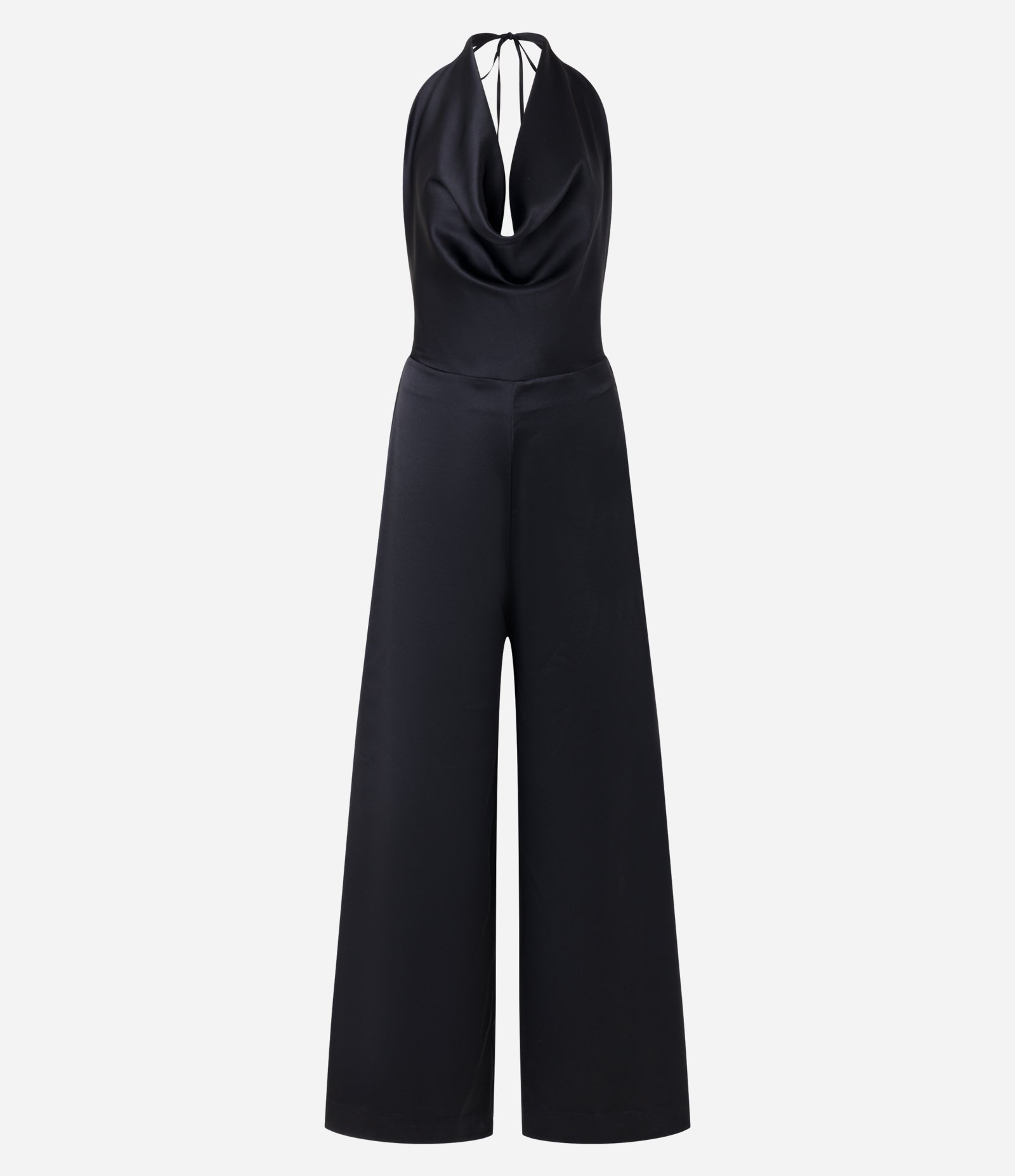 Macacão Pantalona em Cetim com Decote Degagê Preto 5