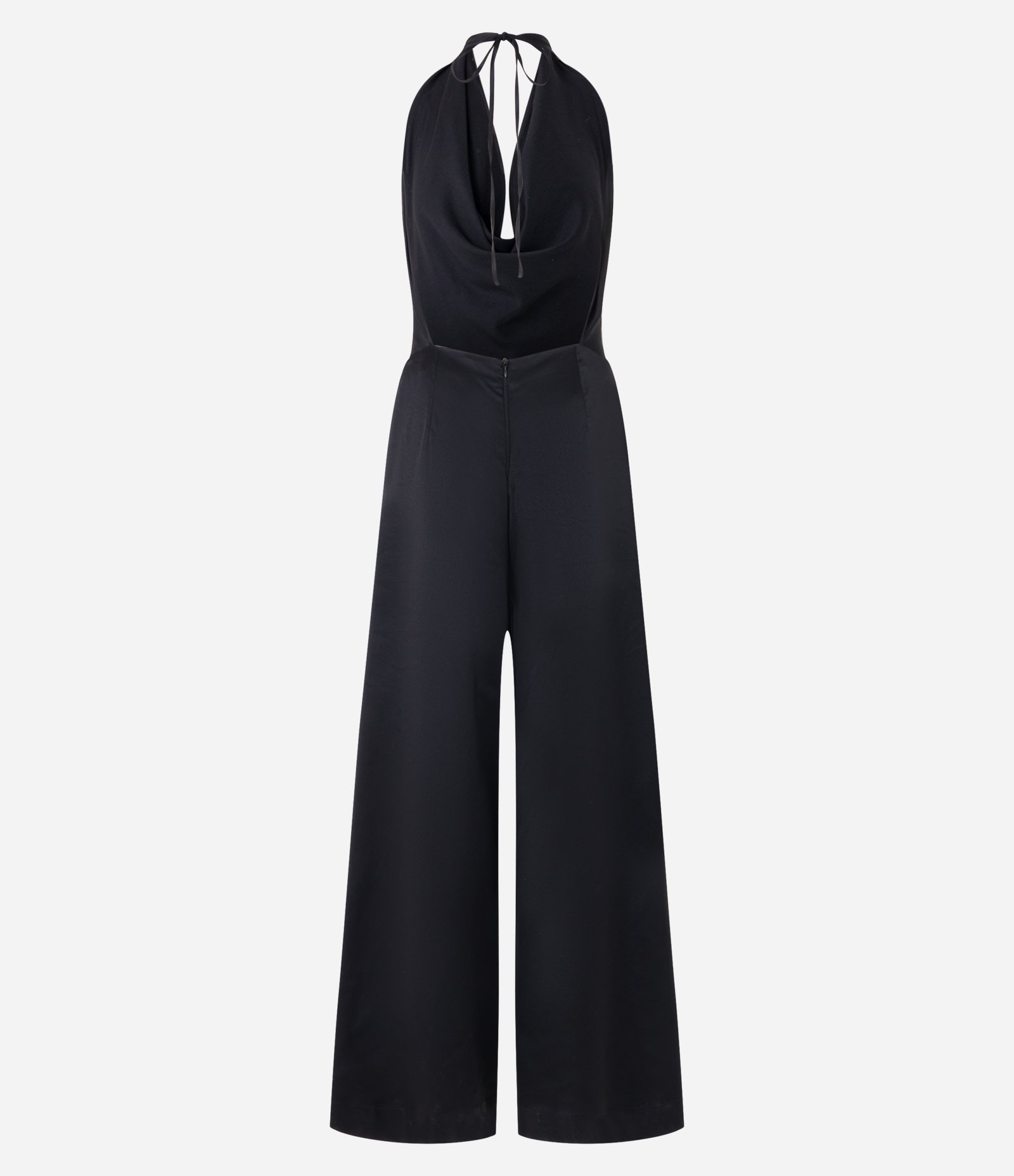 Macacão Pantalona em Cetim com Decote Degagê Preto 6