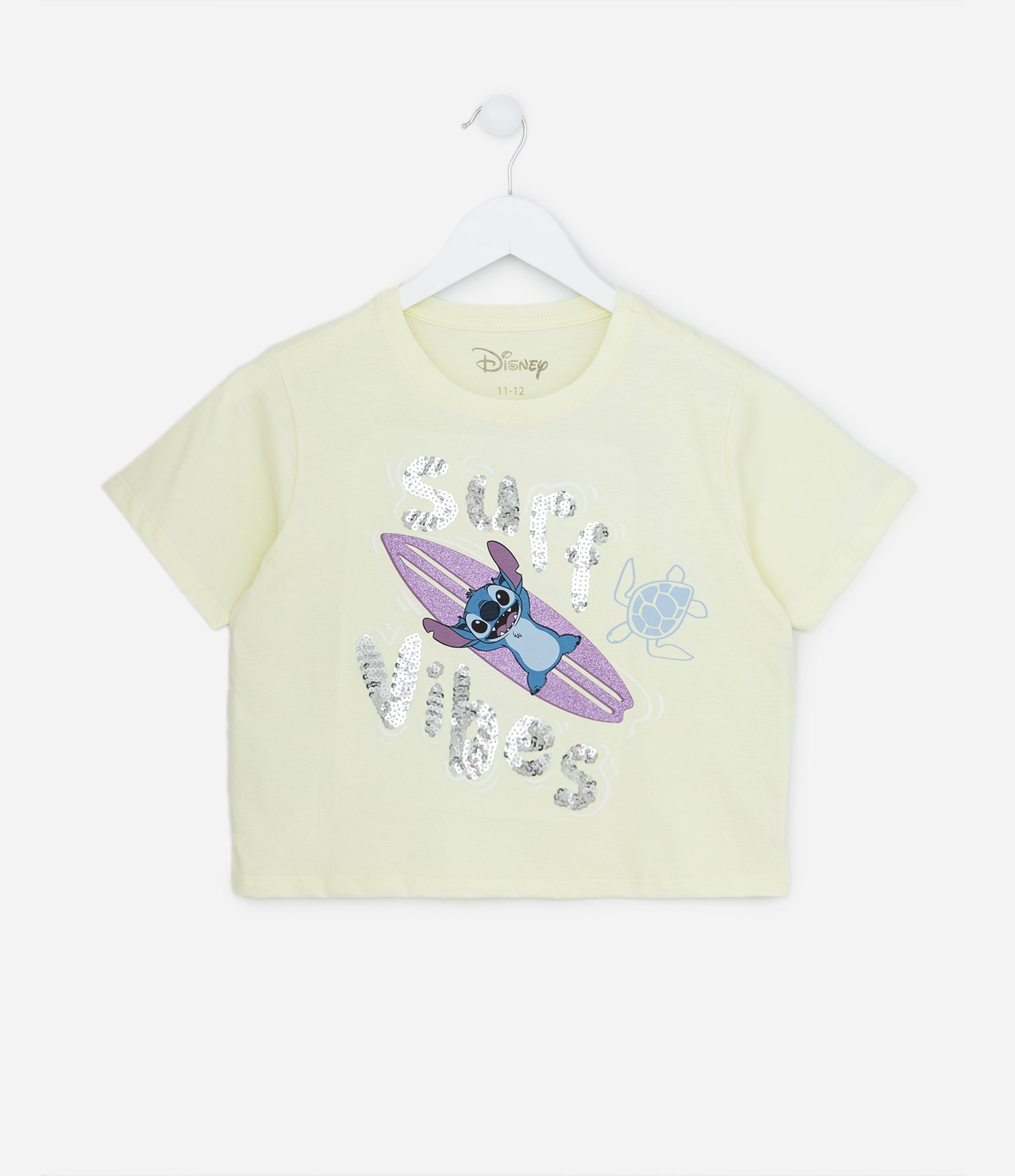 Camiseta Curta Infantil com Estampa do Stitch - Tam 5 a 14 Anos Verde 1