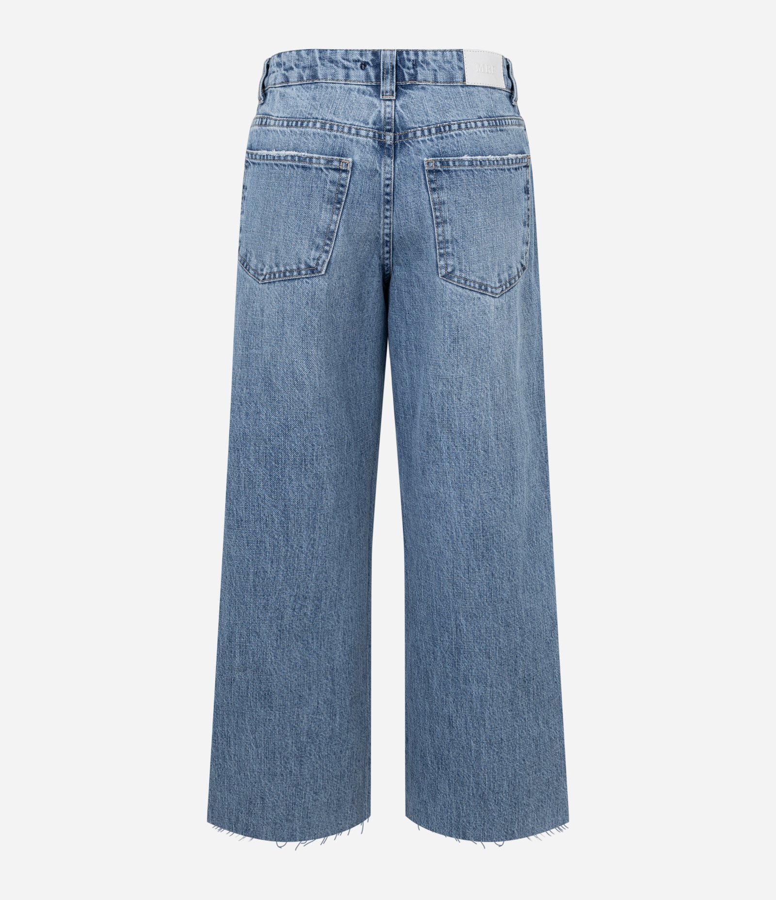 Calça Reta Cropped em Jeans com Barra Desfiada Azul 6