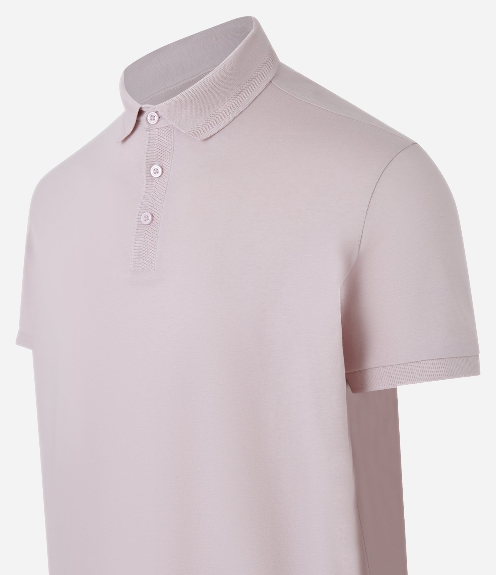 Camisa Polo Regular em Algodão Peruano com Detalhes Texturizados Rosa 1