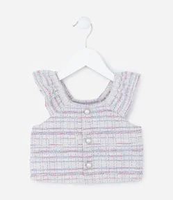 Blusa Infantil em Tweed com Botões Perolados - Tam 1 a 5 Anos