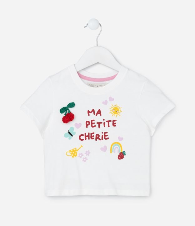 Conjunto Infantil com Short Saia e Cerejinha de Crochê - Tam 1 a 5 anos