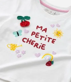 Conjunto Infantil com Short Saia e Cerejinha de Crochê - Tam 1 a 5 anos