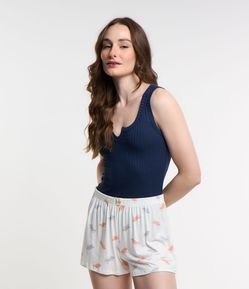 Pijama Short Doll em Viscose com Blusa Texturizada e Short Estampa Cadeiras