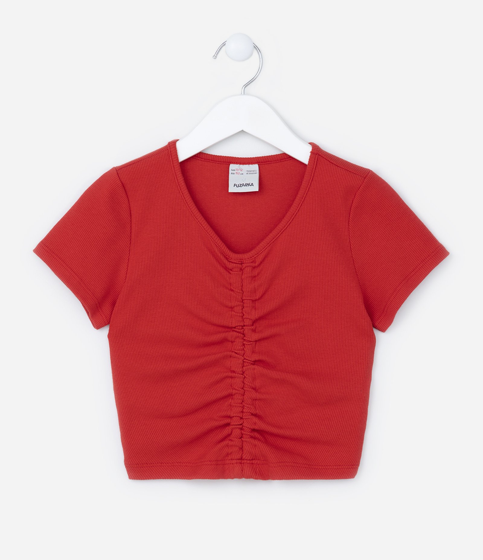 Blusa Cropped Infantil com Franzidinho Frontal - Tam 5 a 14 Anos 1