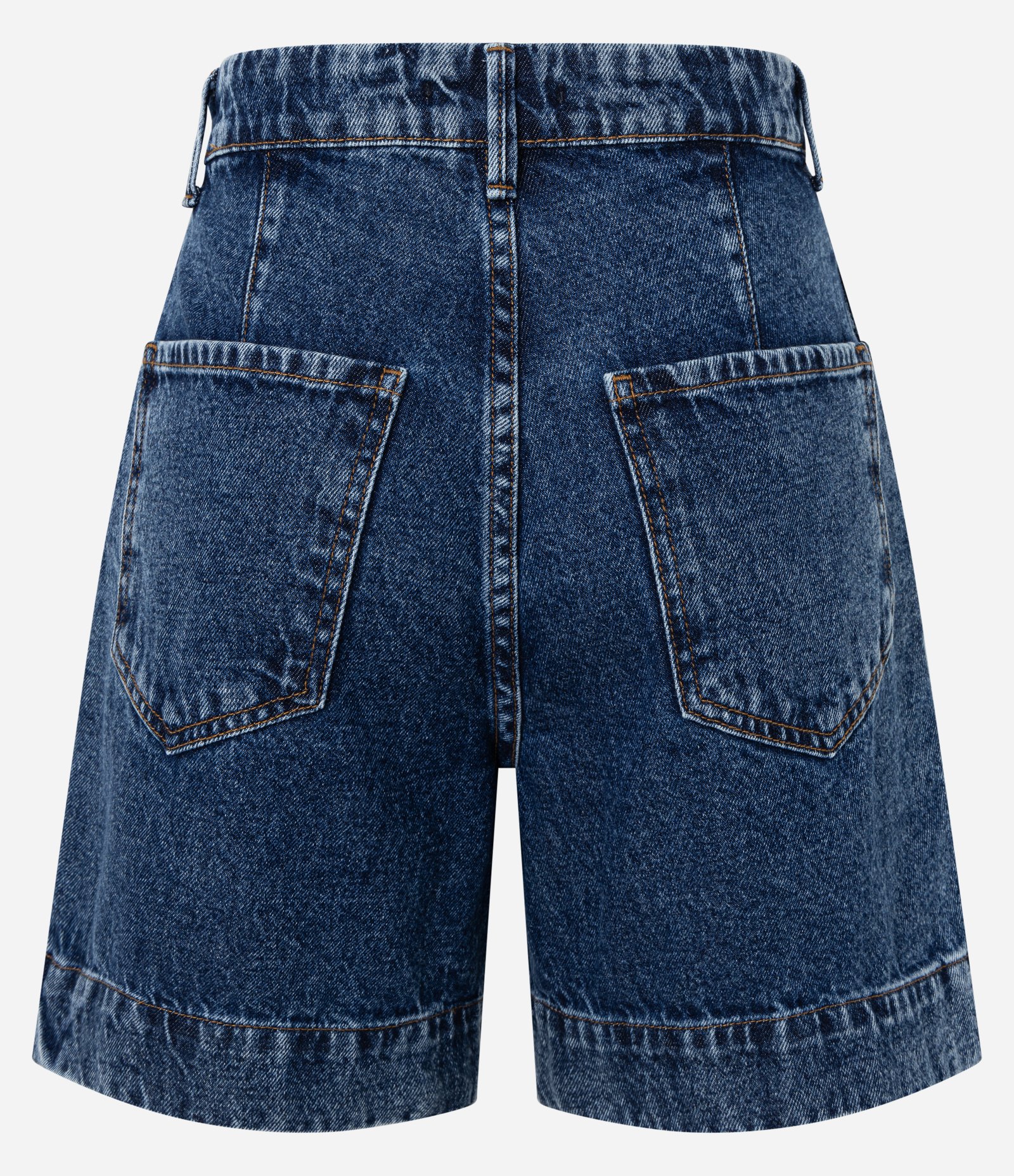 Bermuda Jeans com Botão Diferenciado e Bolso Azul Médio 6