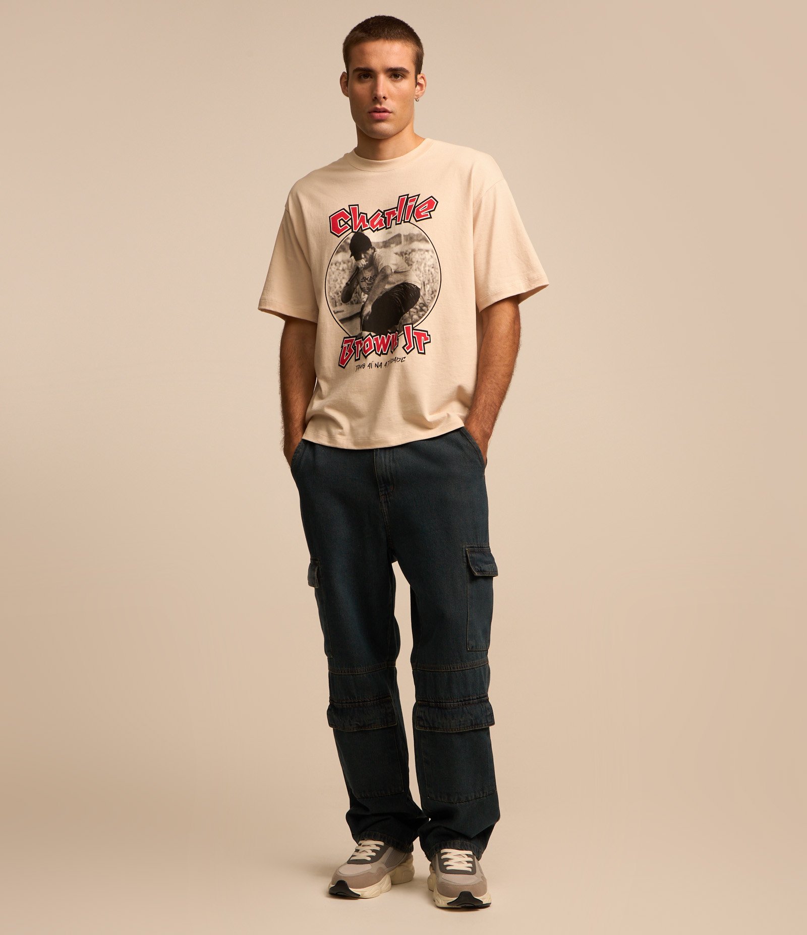 Camiseta Boxy em Algodão com Estampa Charlie Brown Jr Rosa 2