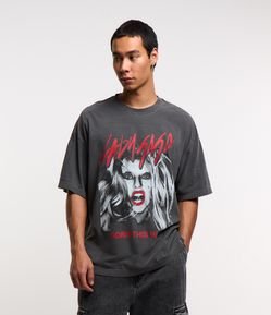 Camiseta Boxy em Algodão com Estampa Lady Gaga