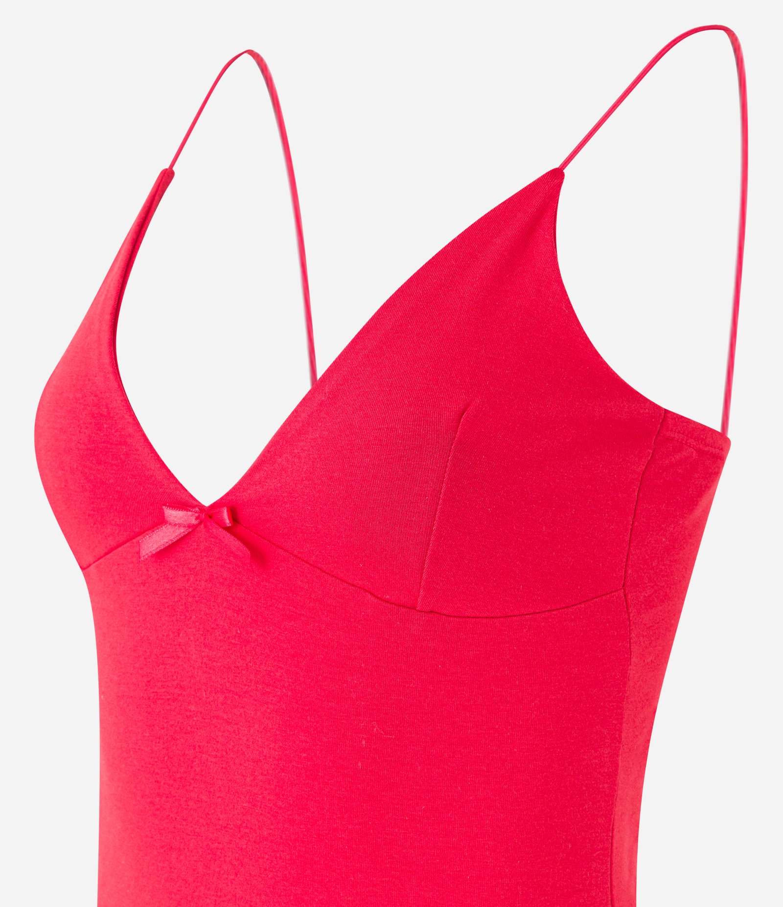 Vestido Longo em Algodão com Alcinha Fina e Detalhe de Laço no Decote Vermelho 5