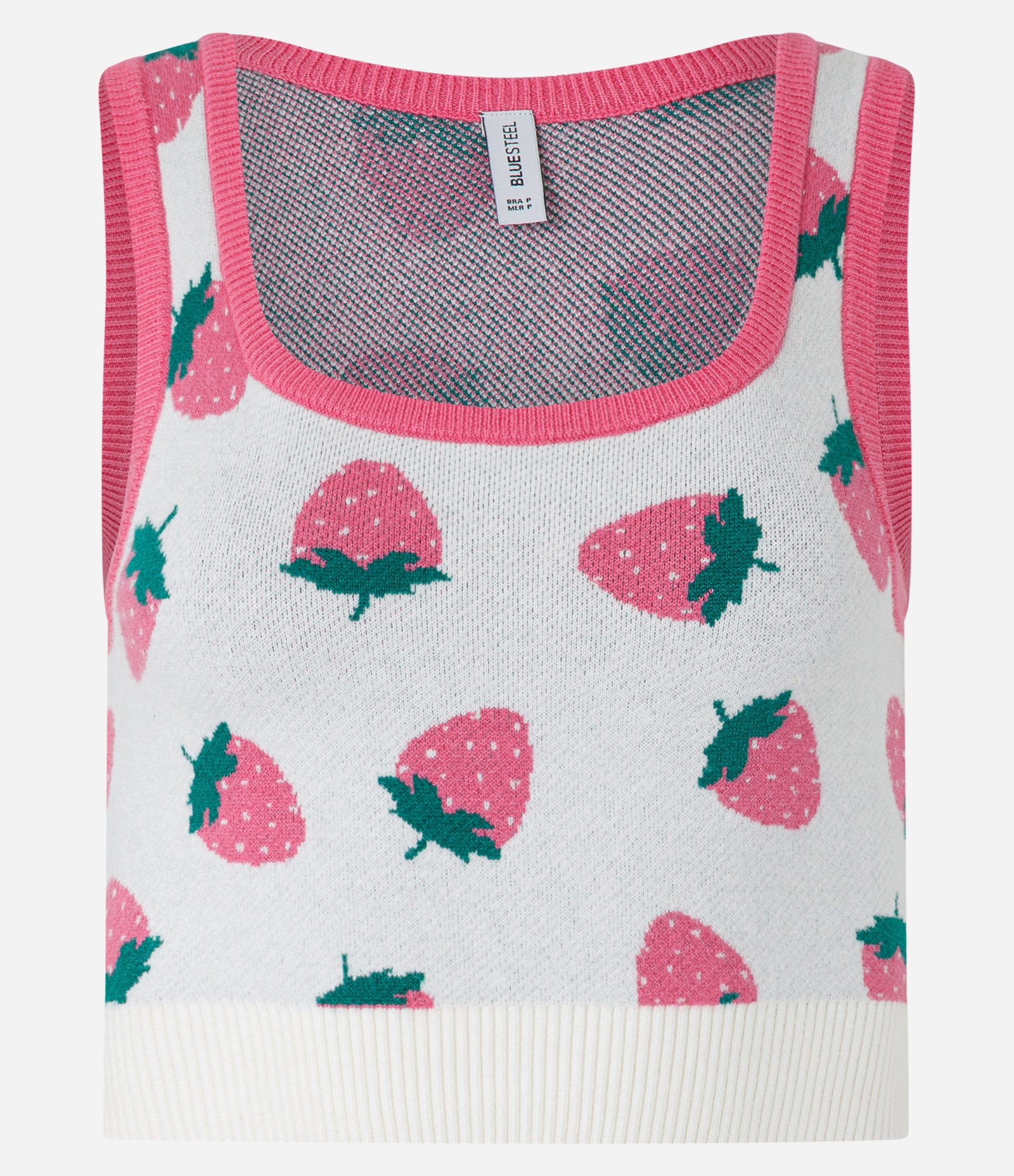 Regata em Tricô com Estampa de Moranguinhos Branco 4