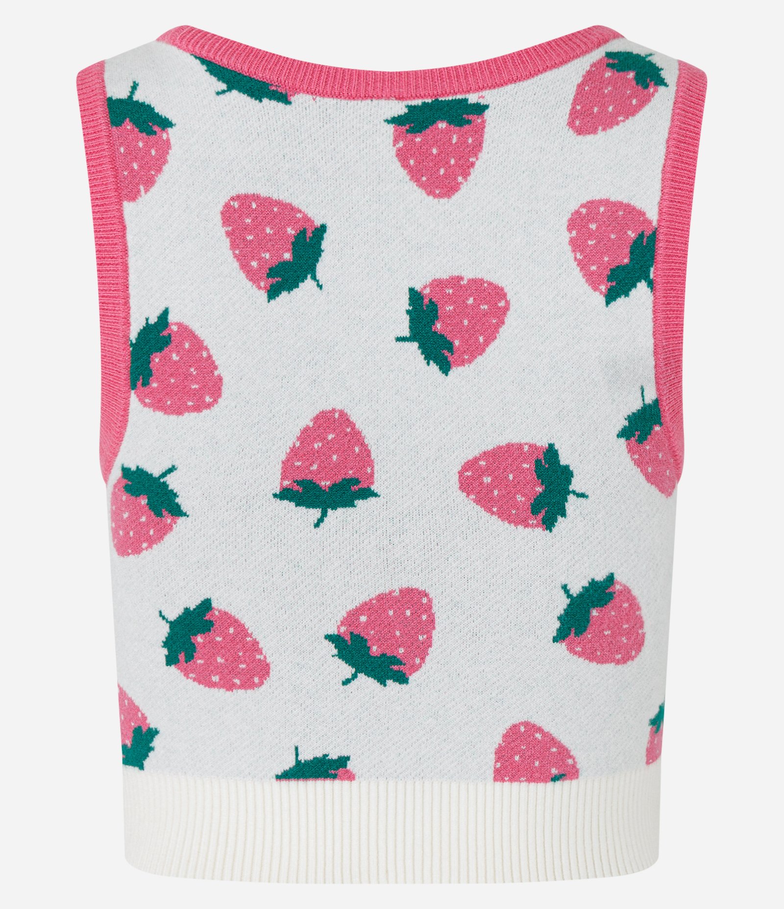 Regata em Tricô com Estampa de Moranguinhos Branco 6