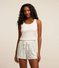 Pijama Short Doll em Viscose com Textura e Estampa Xadrez
