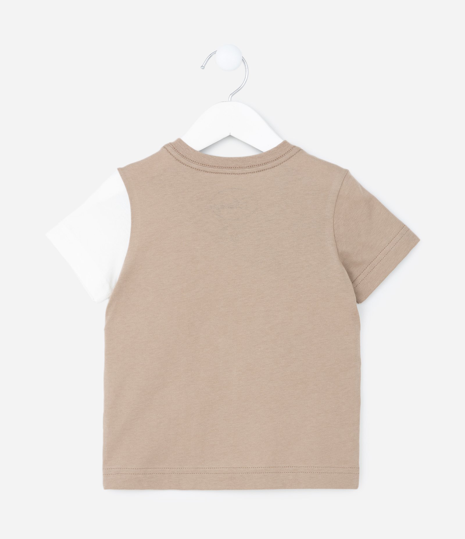 Camiseta Infantil com Recortes e Estampa do Mickey - Tam 1 a  5 Anos Marrom/Branco 2