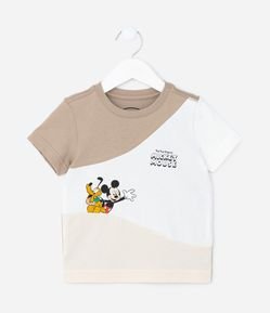 Camiseta Infantil com Recortes e Estampa do Mickey - Tam 1 a  5 Anos