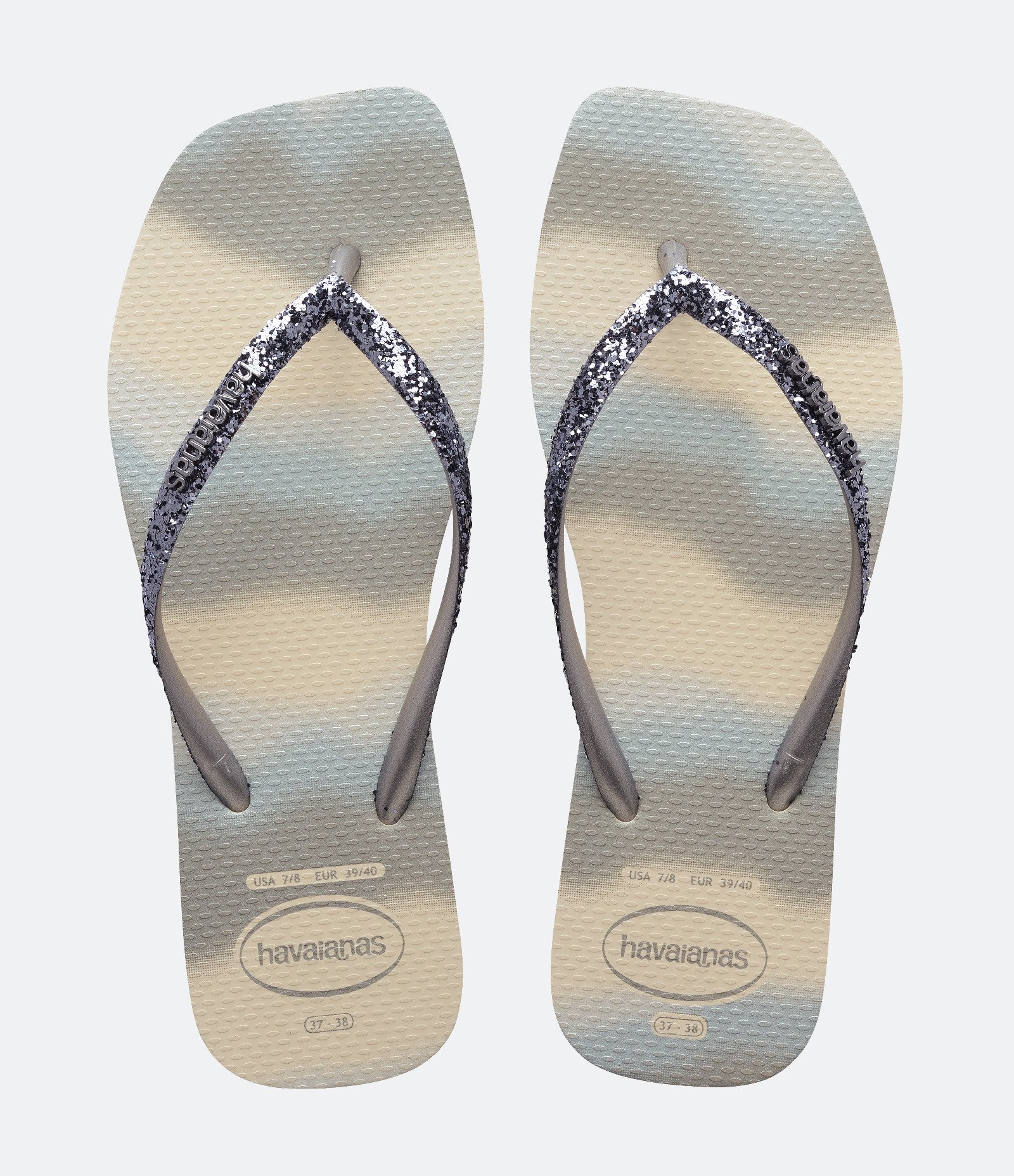 Chinelo Havaianas Slim Glitter Party com Bico Quadrado Cinza 1