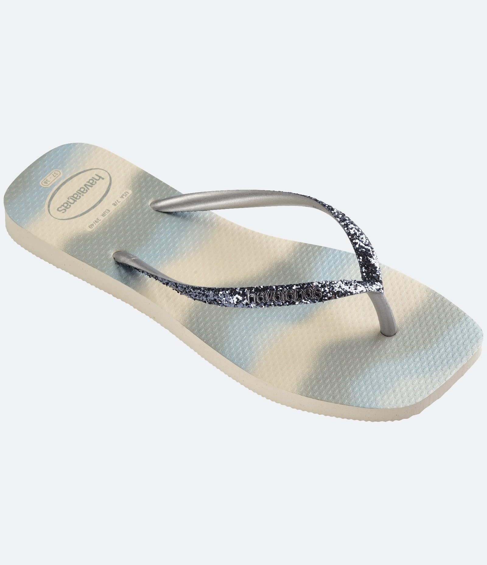 Chinelo Havaianas Slim Glitter Party com Bico Quadrado Cinza 2